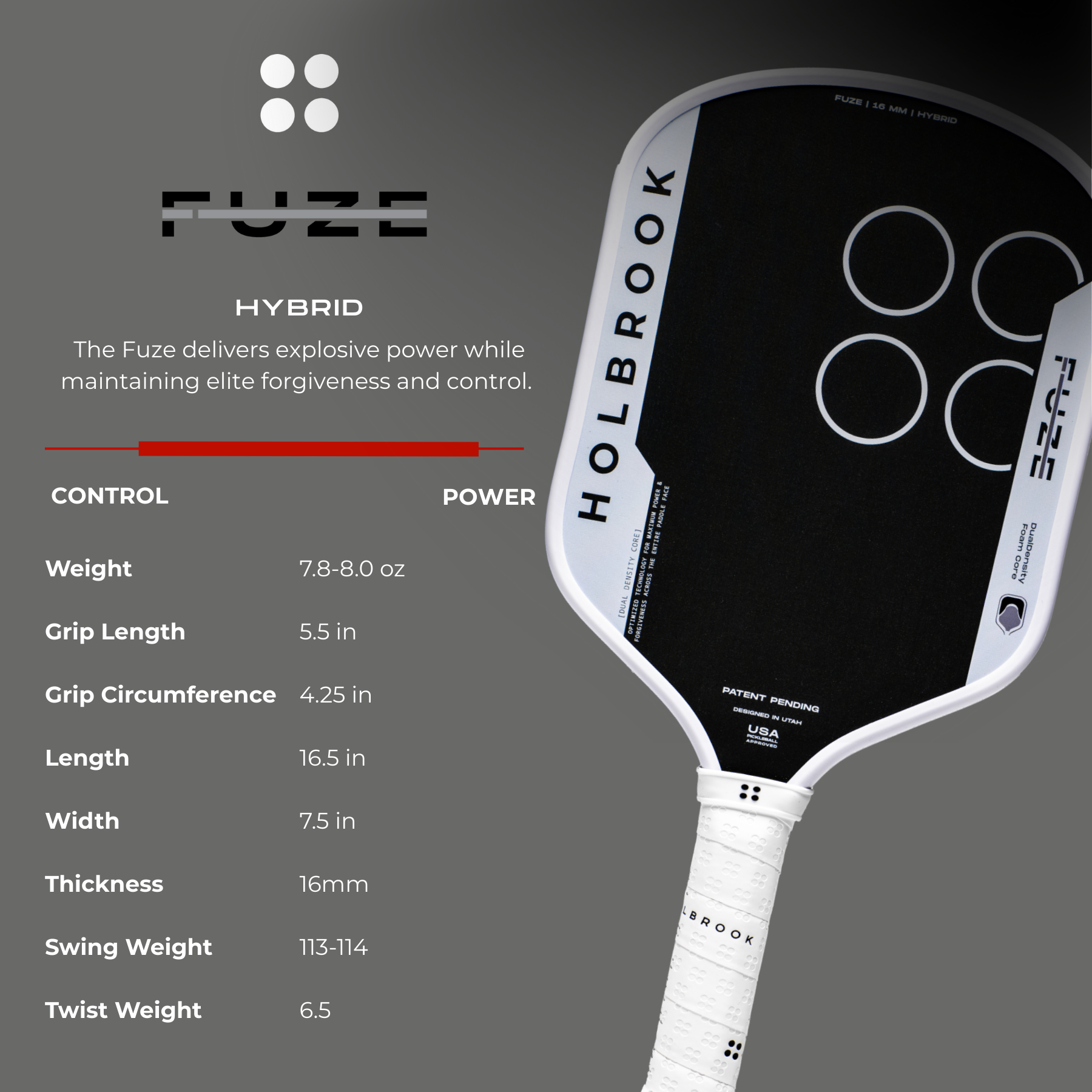 Holbrook FUZE – Control Hybrid Paddle (16mm)