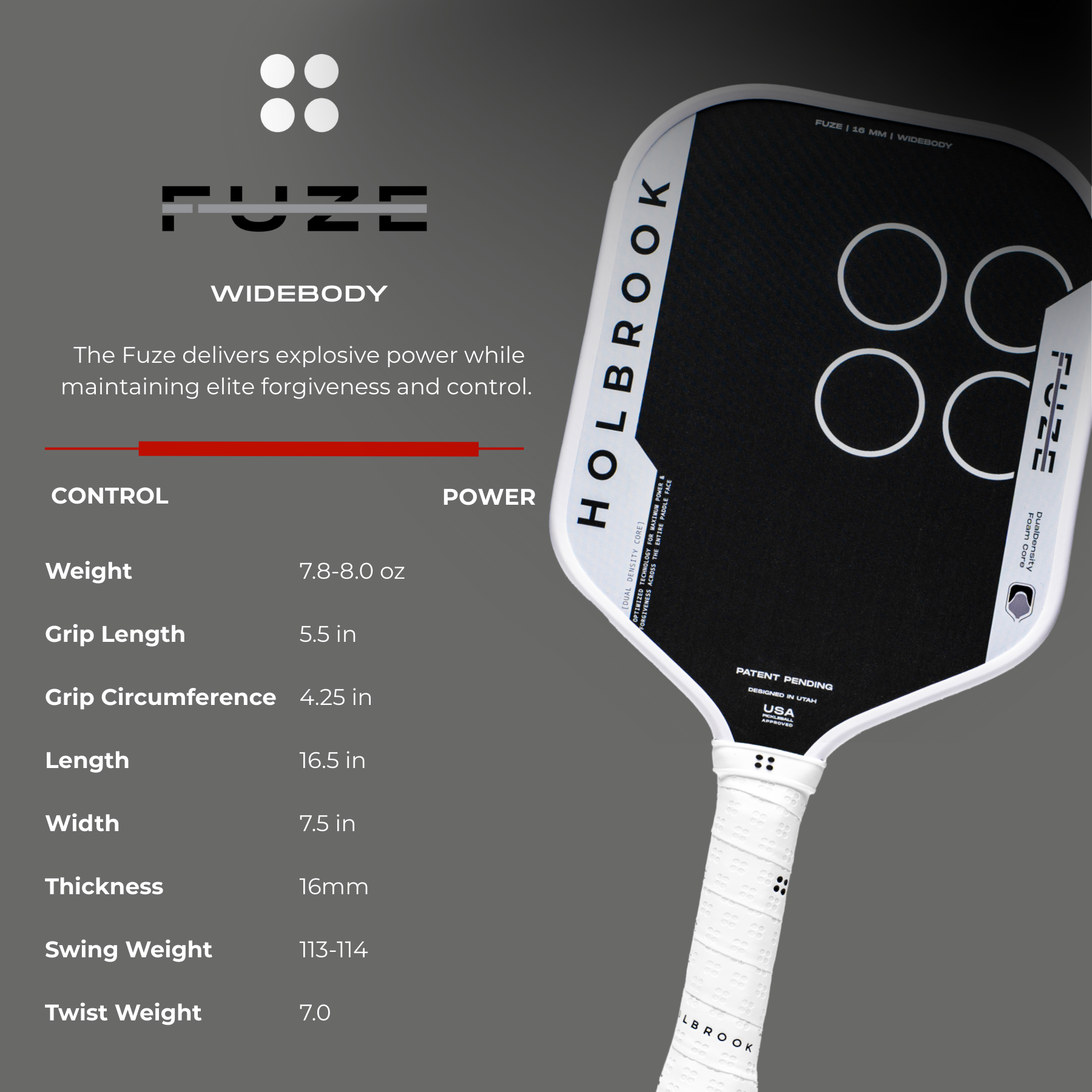 Holbrook FUZE – Control Widebody Paddle (16mm)