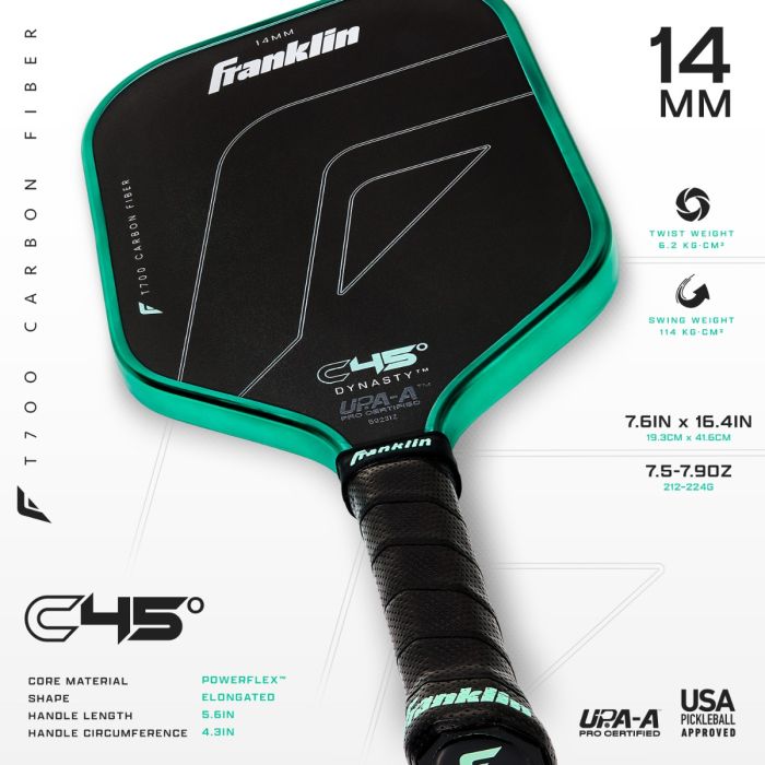 Franklin DYNASTY C45 Carbon Fiber Pickleball Paddle – 14mm, Mint
