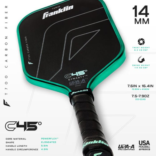 Franklin DYNASTY C45 Carbon Fiber Pickleball Paddle – 14mm, Mint