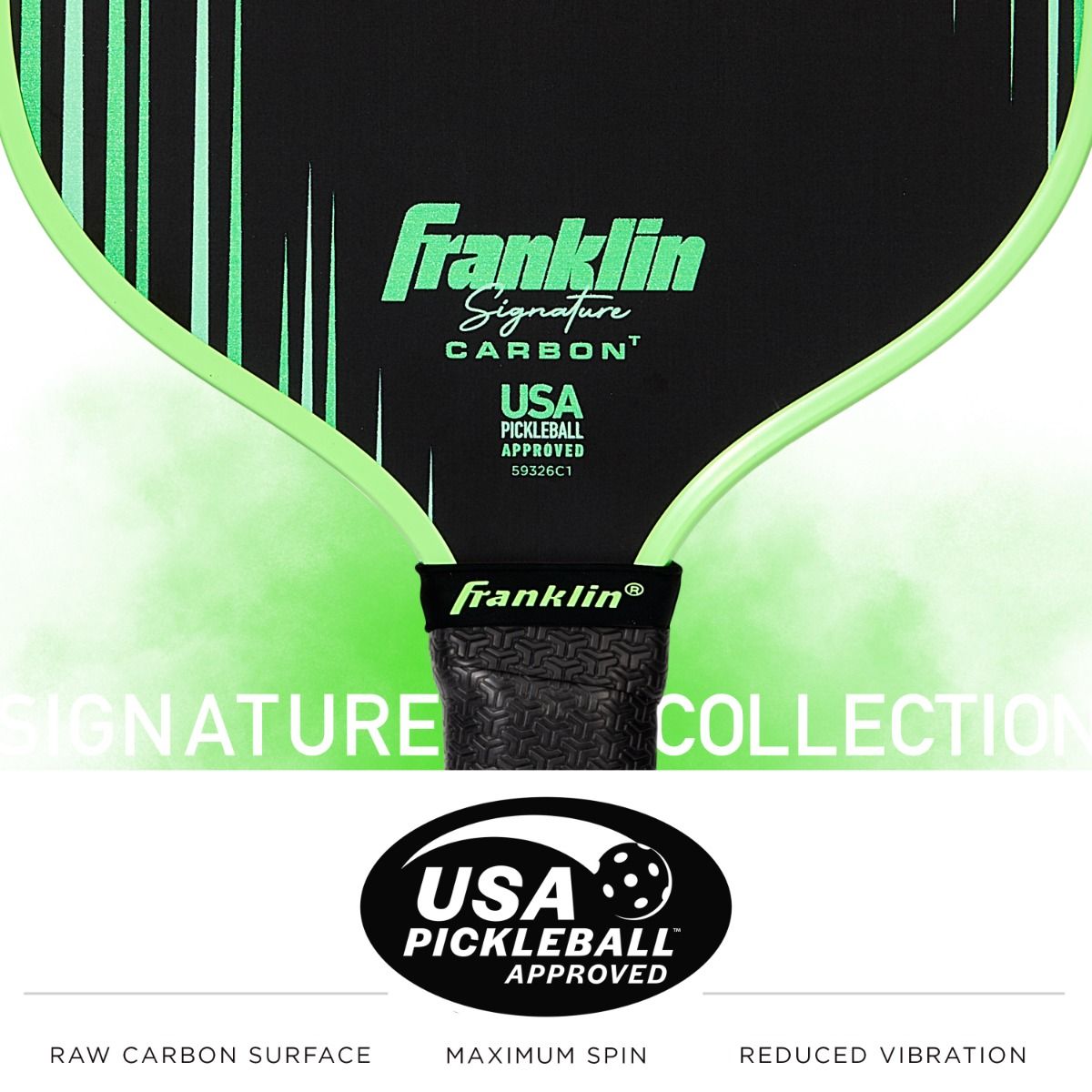 Franklin Signature Carbon Series Pickleball Paddle – 13mm Traditional Shape, Green