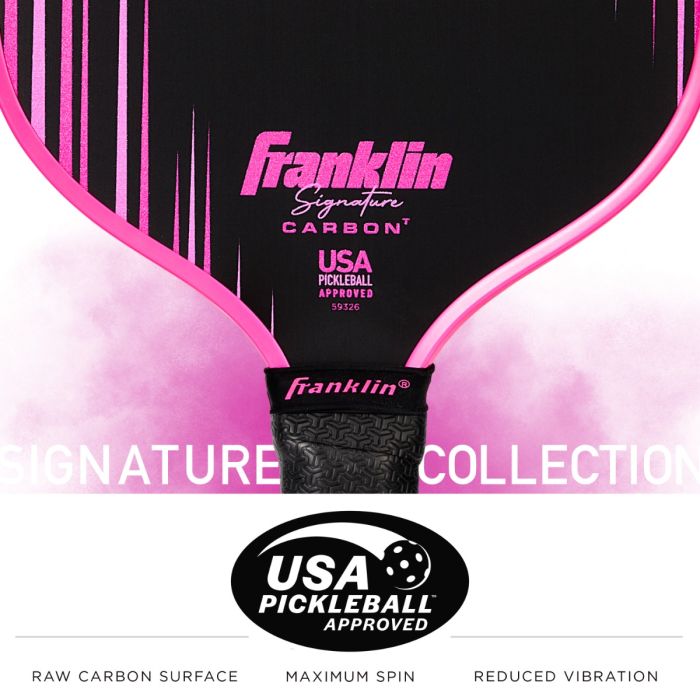 Franklin Signature Carbon Series Pickleball Paddle – 13mm Traditional Shape, Pink