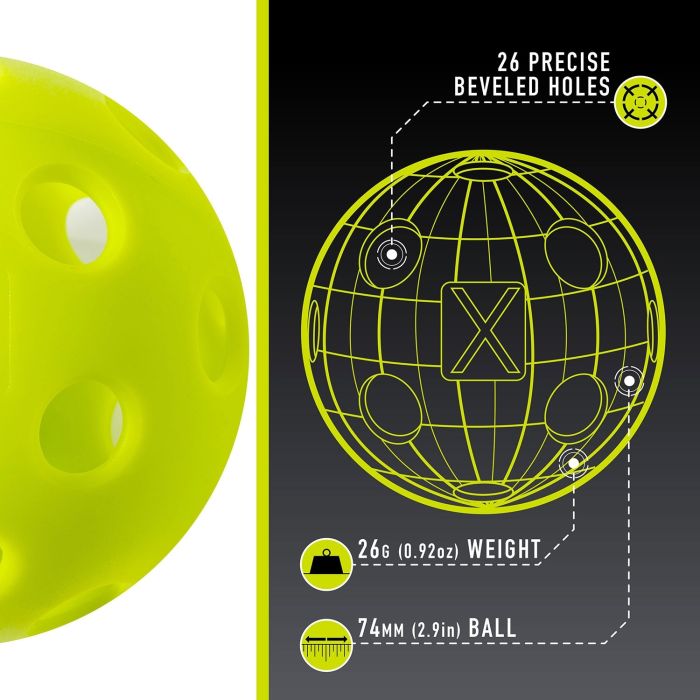 Pickleball - X-26 Indoor - 3 Pack - Lime Green